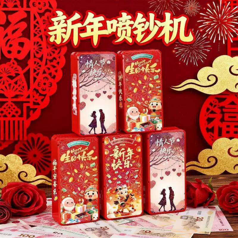情人节爱心遥控吐钞机生日礼物玩具礼品自动喷钱红包批发喷钞红包
