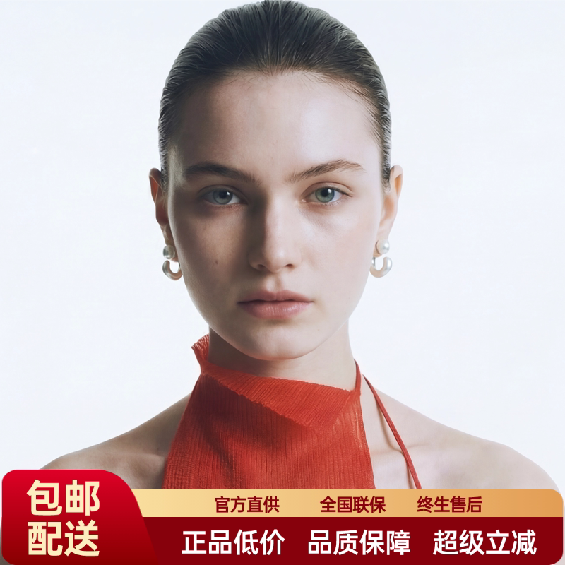 FataViam新款s925银拉丝珍珠前后两戴耳圈耳环轻奢高级感耳饰女