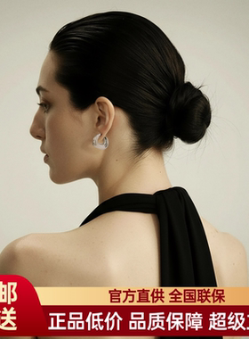 FataViamS925银天然珍珠锁扣肌理纹路耳环耳饰女高级感轻奢气质女