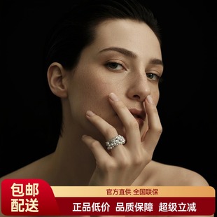 FataViamS925纯银宽版珍珠锆石水晶小众高级感轻奢开口食指戒指女