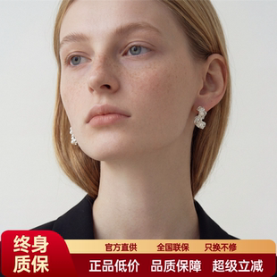 FataViams925银熔岩肌理珍珠不规则设计感个性小众耳圈耳环耳饰女