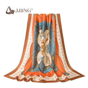 绑发装 法式 贵族风斜纹方巾 焦糖色撞色丝巾发带 节日送礼 饰方巾