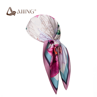 韩系温柔蝴蝶兰女士丝巾春季 头巾通勤缎面百搭包头发带 时尚