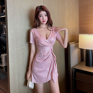 气质夜场女装性感低胸桑拿连衣裙显瘦洗浴小姐足浴足疗技师工作