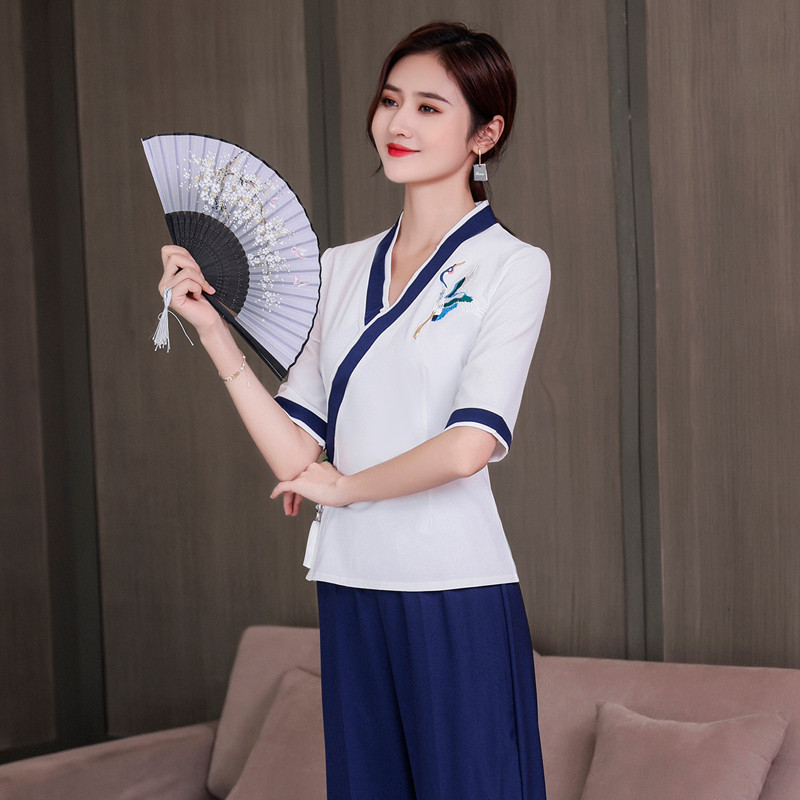 秋冬装spa养生馆制服高端气质美容师制服中袖足浴足疗技师工作服