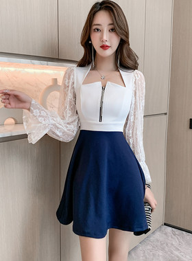 工作服拉链低胸性感短裙技师服