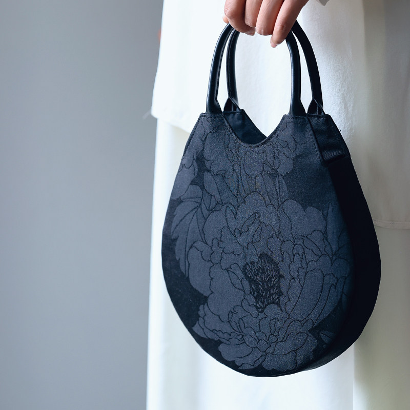 双姊妹原创真皮手柄香云纱琵琶手提包新中式古风汉服国风女包手腕