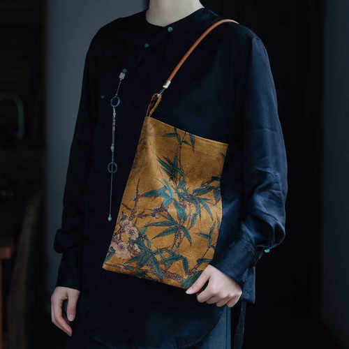 双姊妹香云纱单肩大号收纳布包袋