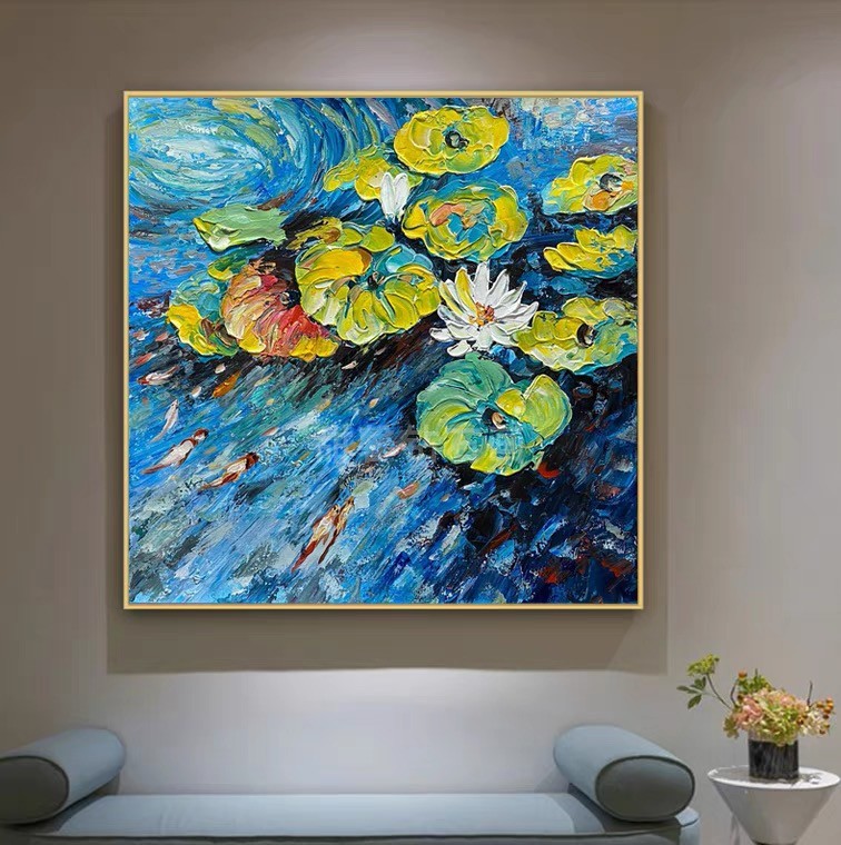 DIY方钻满钻钻石画砖石绣莲花九鱼图手工贴钻点钻印花十字绣带钻