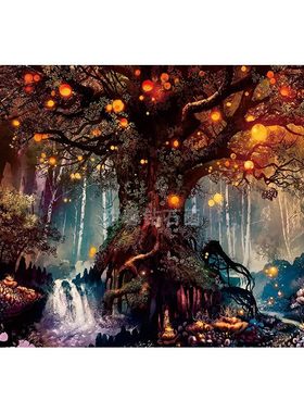 新款客厅diy钻石画梦幻仙境大树