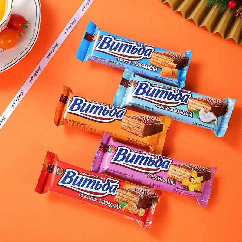 白俄罗斯进口维特巴果糖巧克力杏仁榛子椰奶香草花生牛奶威化饼干