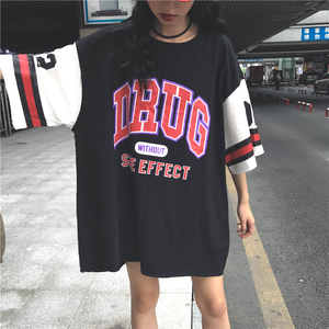 韩版宽松加大码睡衣夏季休闲印花短袖睡裙女学生时尚外穿家居服潮