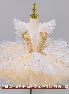 儿童专业芭蕾舞裙女童小天鹅亮片公主蓬蓬裙可爱舞台演出表演服装