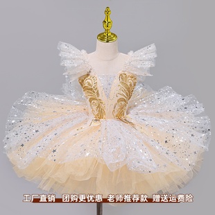 儿童专业芭蕾舞裙女童小天鹅亮片公主蓬蓬裙可爱舞台演出表演服装