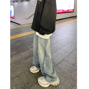 美式复古~宽松直筒立体裁剪阔腿裤牛仔裤2 XZ502-K692-P55控78图片