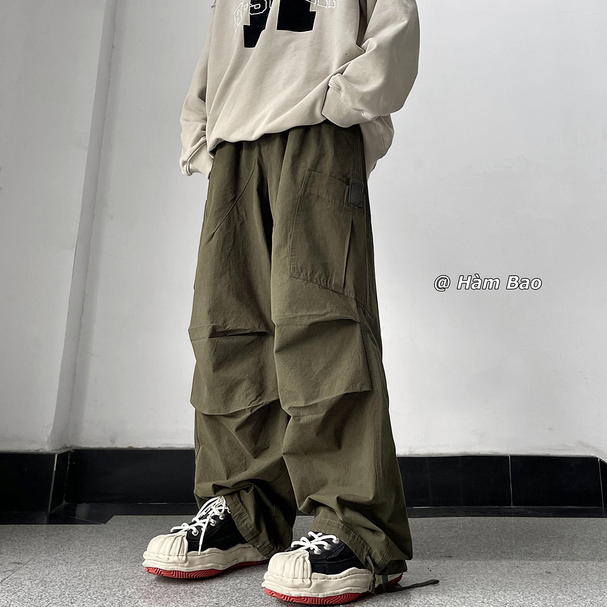 春上新~美式复古多口袋潮牌工装裤宽松阔腿裤4XZ502-K630-P65,男装休闲裤,星座502