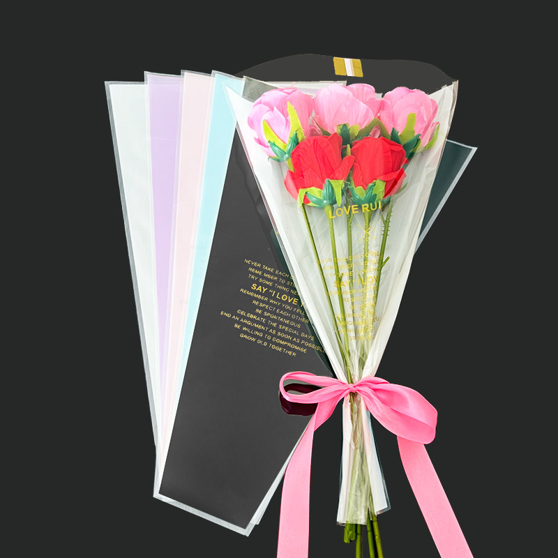 大号多支康乃馨玫瑰花束包装袋百合花塑料透明袋子鲜花包装纸材料