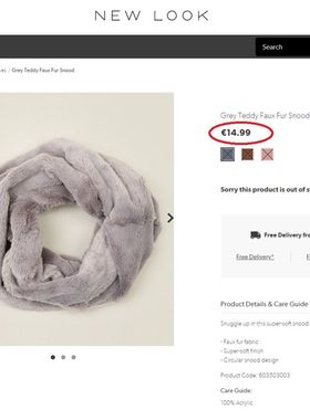 NEW LOOK外贸原单尾货女子灰色超柔人造皮草环保时尚保暖防寒围脖