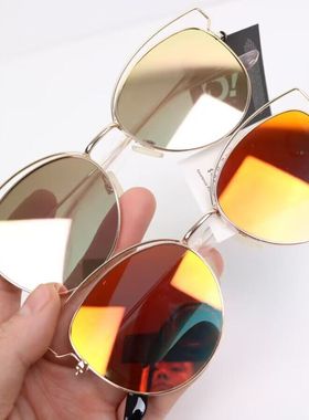 金属变色镀膜猫眼太阳镜女