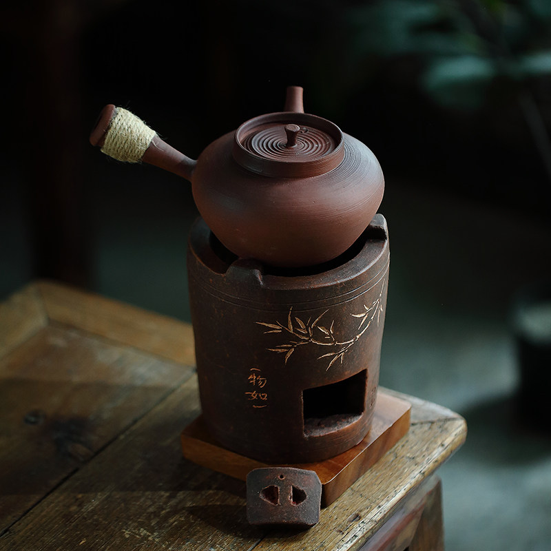 手刻物如潮源炉(新款)陶土炭炉泥炉碳火炉煮潮州古城手工古法茶炉