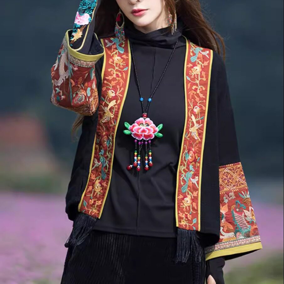 绣花项链民族风女吊坠