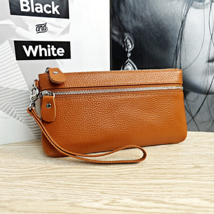 2026新款头层牛皮手机包真皮零钱包长款钱包收纳包时尚双拉链卡包