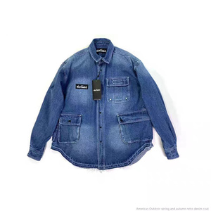 日系牛仔夹克衬衣复古摇滚牛仔衣廓版文艺舒适做旧外套潮机车衬衫