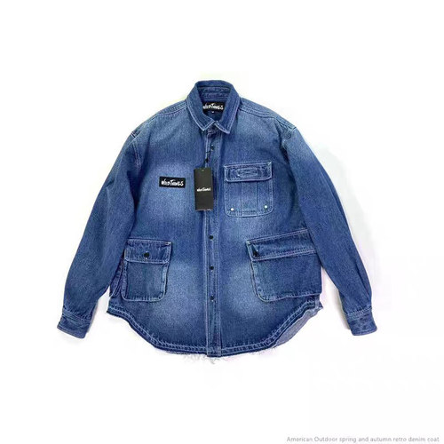 日系牛仔夹克衬衣复古摇滚牛仔衣廓版文艺舒适做旧外套潮机车衬衫