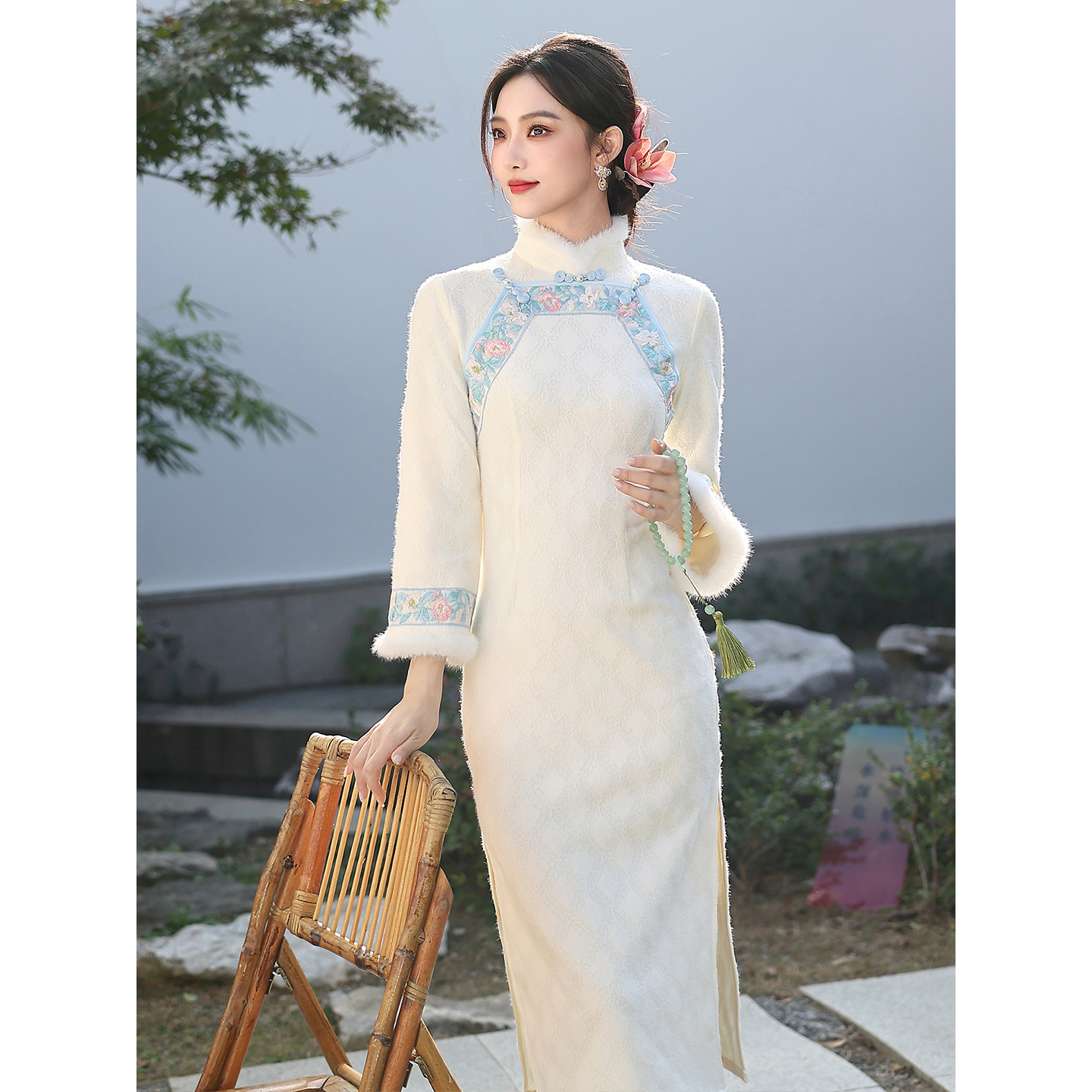 新中式旗袍2025新款秋冬款加绒加厚改良年轻款小个子长袖连衣裙