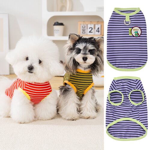 26春夏！DB小恐龙条纹背心 雪纳瑞T恤北极熊背心约克夏防脏衣博美