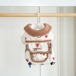 25秋冬!棒棒糖の爱心泰迪熊外套 比熊棉衣博美夹克马尔济斯冬装