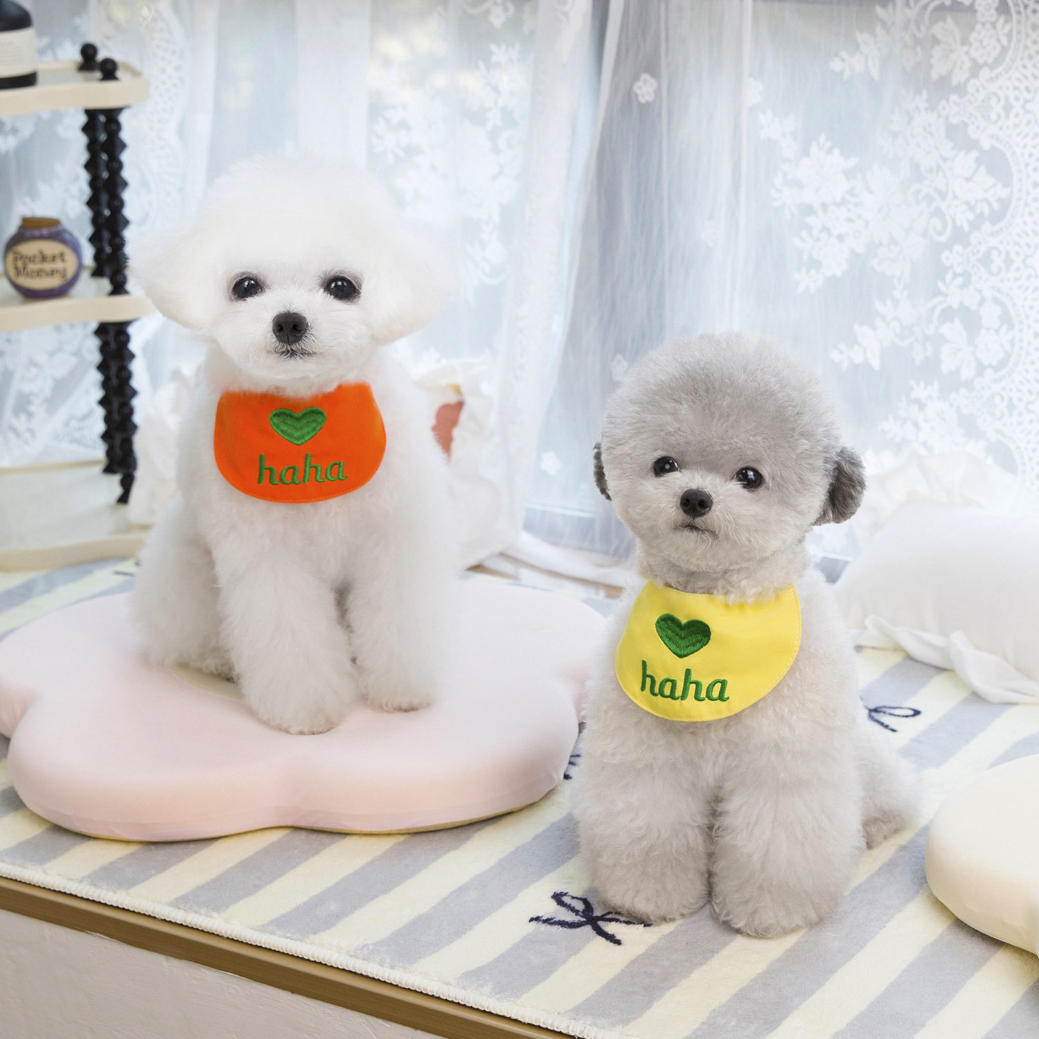 特！25春夏DBの小可爱爱心口水巾 狗狗围兜泰迪围脖比熊领结项链