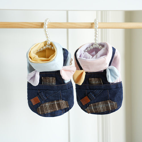 25秋冬！棒棒糖の水洗牛仔小熊连衣裙 德绒内里比熊外套马尔济斯