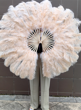 包邮60cm半径中号鸵鸟羽毛扇子肚皮舞蹈酒吧表演道具羽毛绒大扇子
