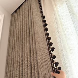 秋帘幕新款棉麻宋氏美学奶油中古古典原木风窗帘客厅卧室高端定制