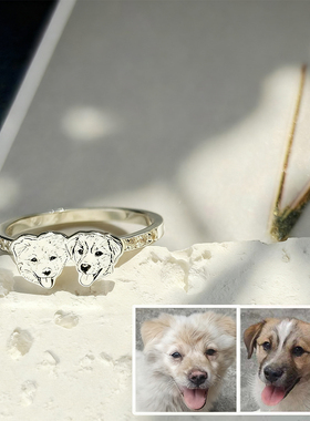 宠物周边定制照片diy戒指猫咪狗狗头像来图私人personalize银ring