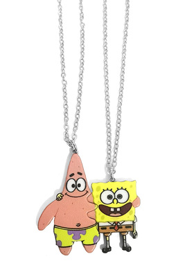 定制刻字diy白钢项链一对海绵宝宝派大星圣诞节小礼物情侣好物