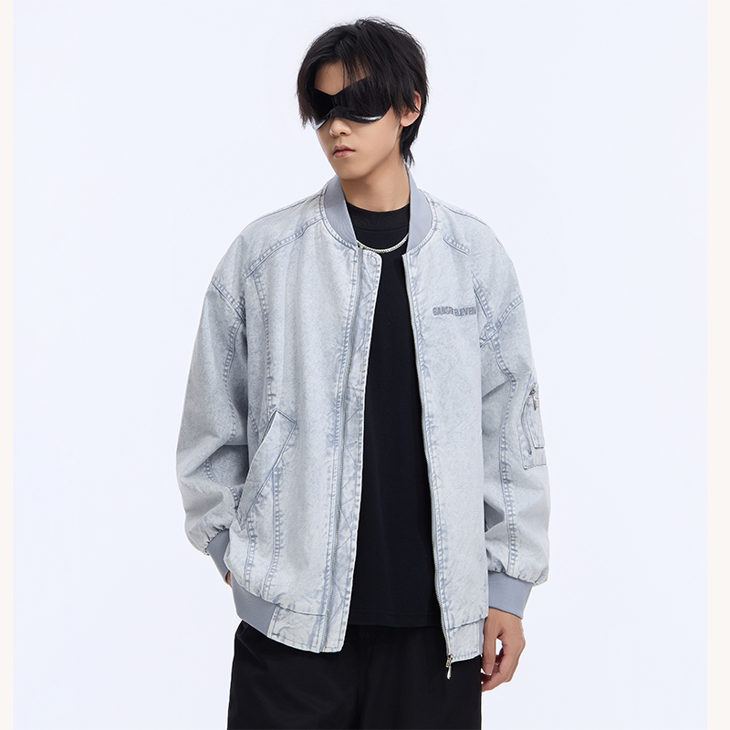 STA牛仔外套2025新款潮牌男女春秋薄款棒球服外套宽松情侣装夹克