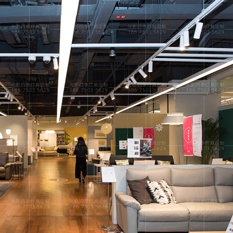 伸缩吊杆悬挂式店铺商用吊装桥架吊顶轨道射灯led水果超市服装可