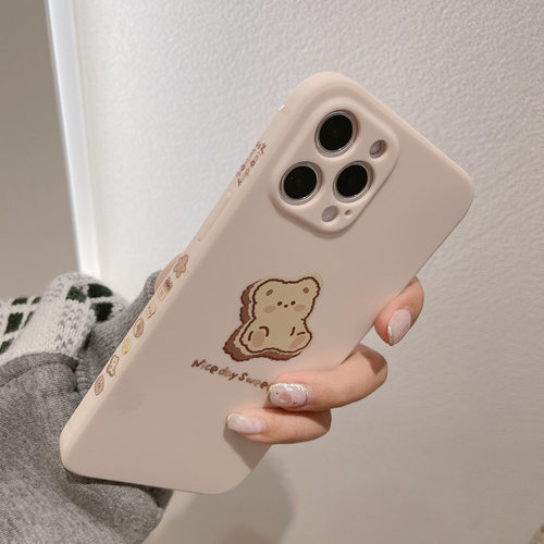 侧边卡通熊iPhone16苹果17手机壳15Pro max全包14/X适用8p/13磨砂