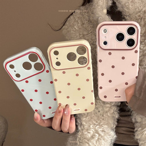 ins撞色波点简约iphone16苹果17pro max手机壳15适用13软套14创意