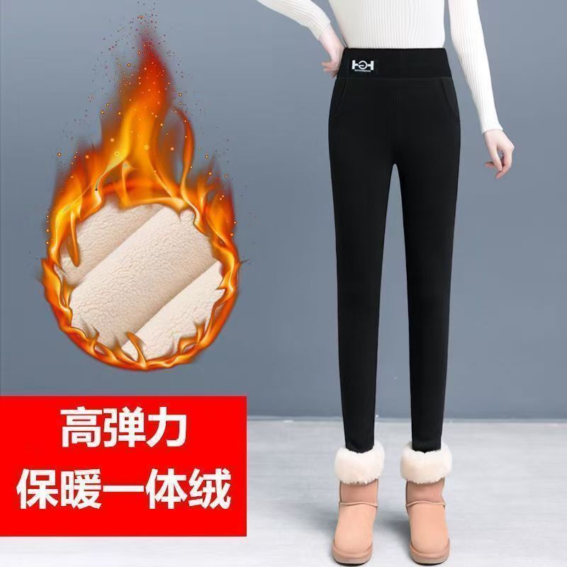 羊羔绒打底裤女秋冬季加绒加厚外穿高腰显瘦紧身小脚保暖裤新款