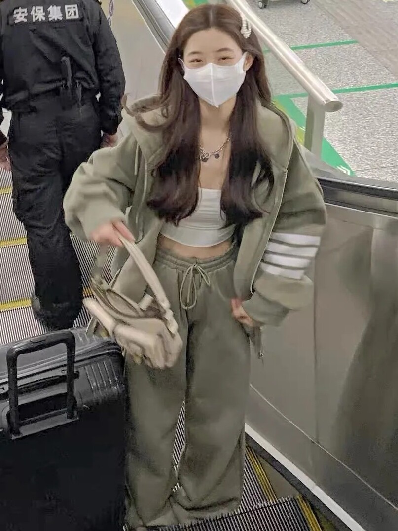 순수 코튼 플러스 벨벳 두꺼운 캐주얼 학생 운동복 정장 여성 가을 겨울 새로운 느슨한 운동복 투피스 러닝 세트
