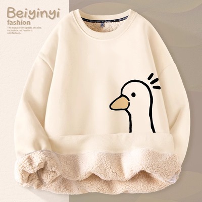 2024新款秋冬圆领卫衣女款羊羔绒