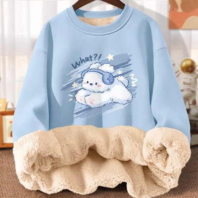 冬季圆领卫衣女2025新款羊羔绒加绒加厚套头女士上衣冬款长袖内搭