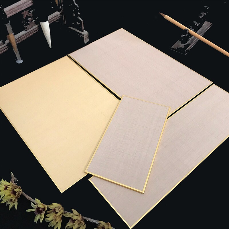 加厚真丝熟绢卡纸工笔没骨山水花鸟画专用仿古法粗蚕丝绢布硬卡