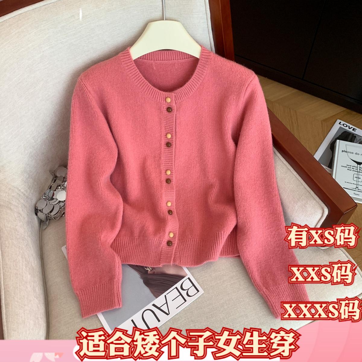 冬装矮个子女装加小码XXXS150cm显高长袖毛衣开衫女减龄外套上衣