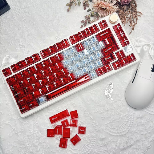 PC双拼玻璃心全透光爱心键帽