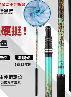 探渔匠青龙抄网杆轻便加长泡沫握超强硬度加粗钓鱼伸缩折叠劳网竿
