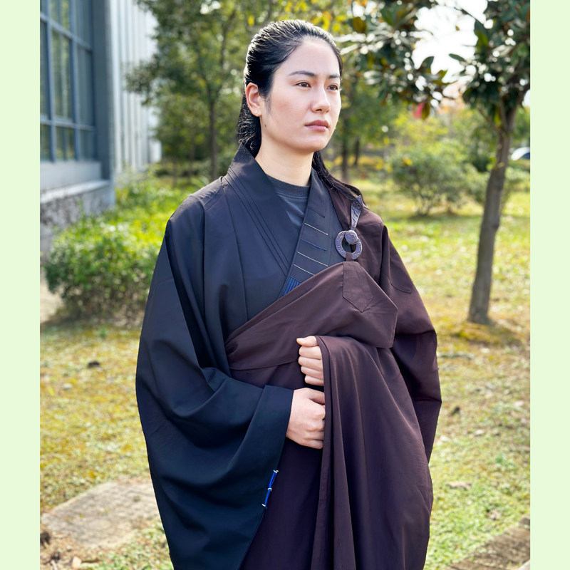 曼衣居士受五戒缦衣咖啡色菩萨戒缦五衣女款海清五条衣服僧服夏季